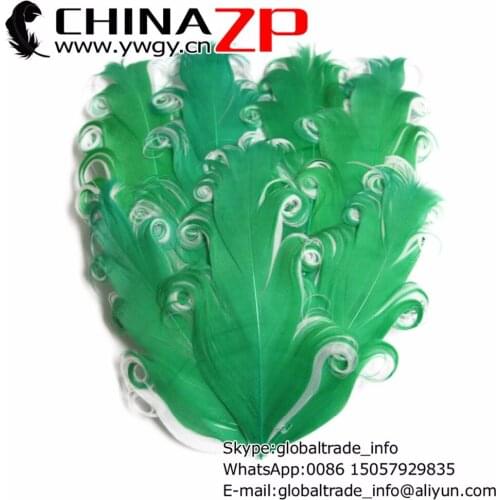 Gold Manufacturer CHINAZP Factory 50pcs/lot Beautiful Green and White Curled Nagorie Feather Pad Headband