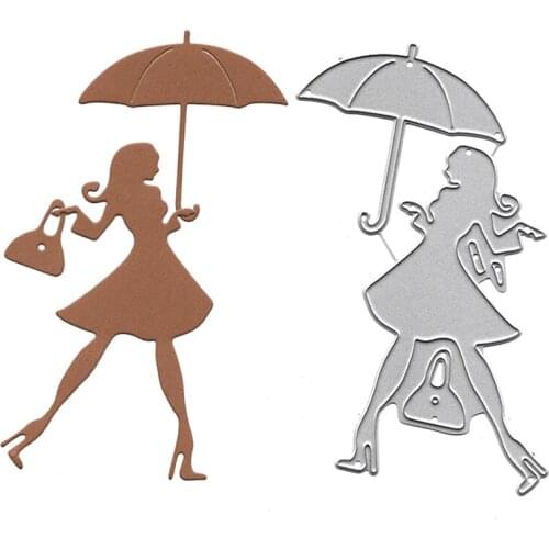 Umbrella Girl Metal Cutting Dies Scrapbooking Embossing Folders for Card Making Craft DIY Clear Stamps and Slimline Die Cut