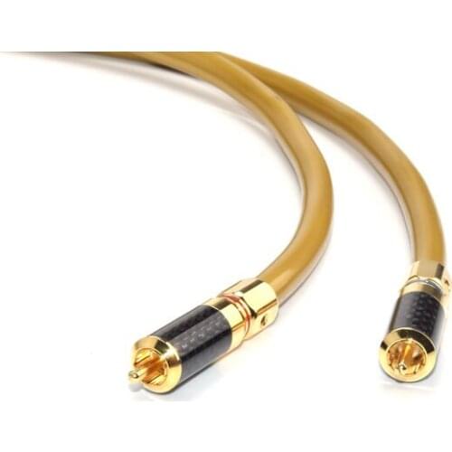 1 Pair HIFI RCA Interconnect Cable Hi-end 2RCA Male to Male Amplifier Audio Cable with Carbon Fiber RCA Plug Connector