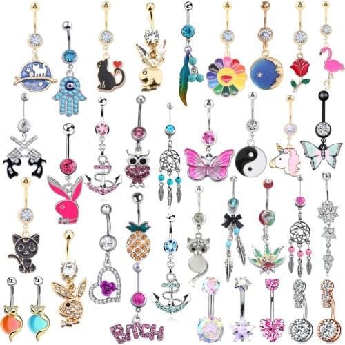 1PC Evil Eye Piercing Ombligo Belly Button Rings 316L Surgical Steel Navel Rings Belly Piercing Nombril Women Body Beach Jewelry