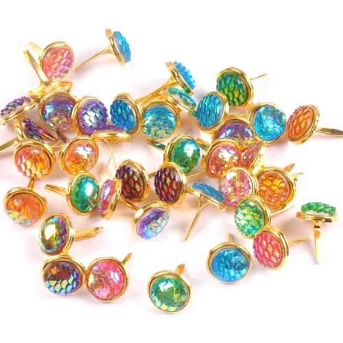 13x13mm 20Pcs Mix Squama Pattern Brads For DIY Scrapbooking Embellishments Fastener Metal Crafts Brad Accessories Decor c2261