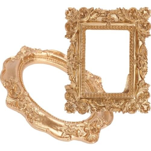 2Pcs Resin Picture Frame Decor Home Picture Frame Adorn for Gift Golden