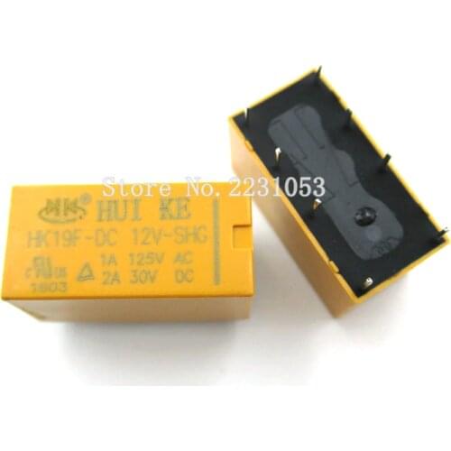 2PCS/LOT HK19F-DC12V-SHG Relay HK19-12V 1A 125V AC/2A 30V DC 8Pin