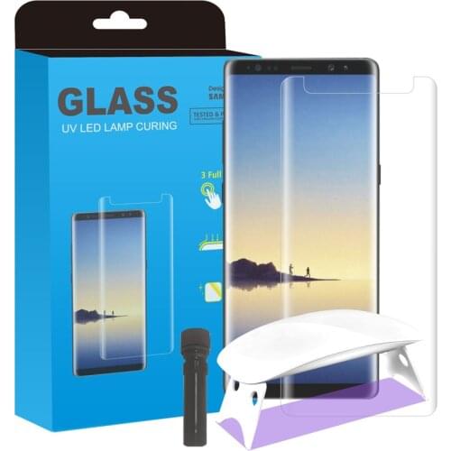 2PCS UV Glass Liquid Full Glue Tempered Glass Screen Protector with Big Lamp For Samsung Galaxy S10 S20 NOTE 8 9 10 20 Ultra