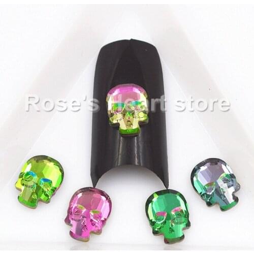 5pcs 3D Nail Art Supplies Alloy Decorations Charms Jewelry flat back skull head Design For Glitter Rhinestones Studs DIY