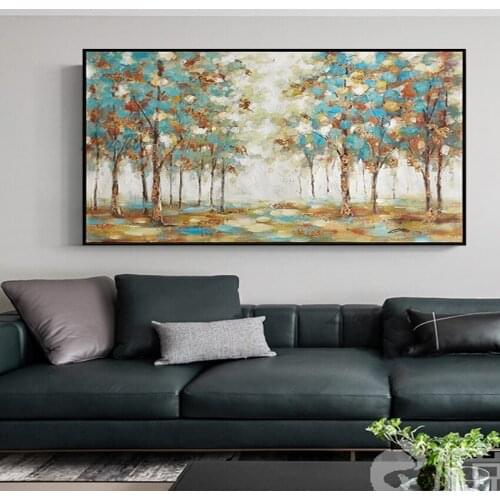 Abstract Oil Painting Handmade Colorful Trees Modern Wall Art For Home Decor Canvas Paintings Large Size Decoration Unframed