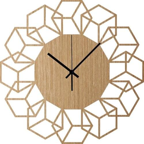 Wood Wall Clock Minimalist Clock Geometric Design Clock Hanging Clock Wall Decor Living Room Clock Wall Art Bedroom Decor