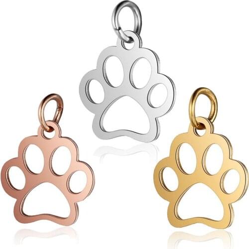 ELANUOYY 10pcs Stainless Steel Hollow Dog Claw Pendant DIY Necklace Small Pendant Bracelet Accessories