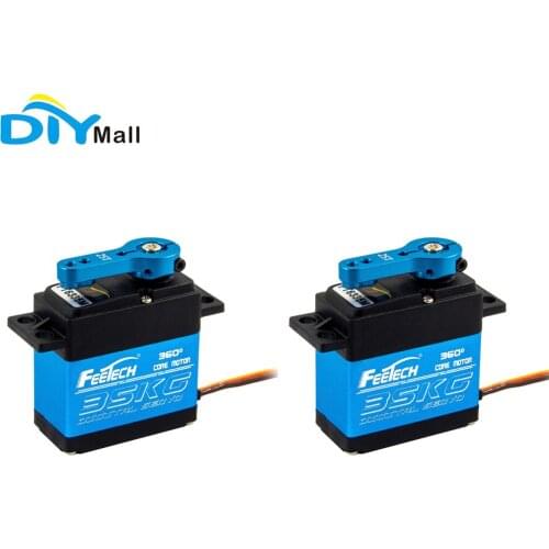 Feetech 2PCS 7.4V 35KG FT6335M 360 Degree Digital Servo Motor Blue Aluminum Alloy Gear Servo With Metal Arm