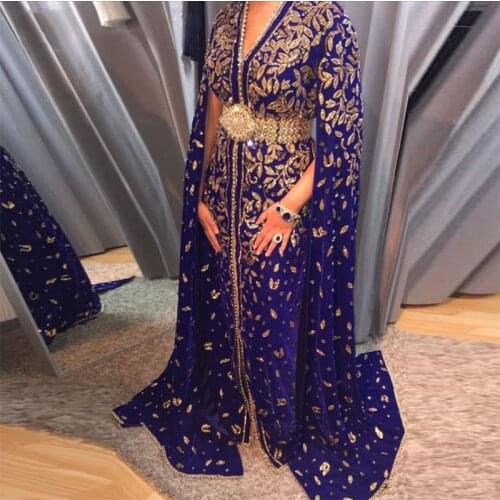 Custom Made Mermaid Moroccan Kaftan Evening Dresses Satin With Sequin Applique Long Sleeves Prom Gowns Muslim Women Dubai Dress