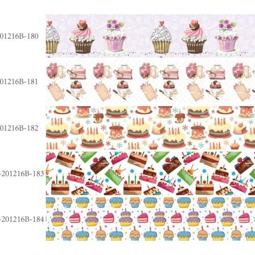 50 yards/lot) Kids DIY 22MM 25MM 38MM cake printed grosgrain ribbon