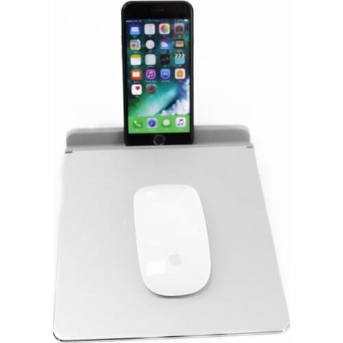2 In 1 Mouse Pad Phone Holder Metal Aluminum Mouse Pad Office Home Mouse Pads Mat Hard Smooth Magic Thin Waterproof Phone Holder