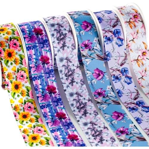 10yadrs Flowers Pattern Grosgrain Ribbons Printed Small Floral Handmade DIY Craft Gift Floral Packing