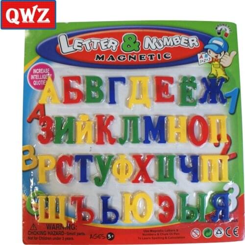 QWZ Russian Letters Symbols Alphabet Magnetic Toys for Pen To Learn Spelling Calculation Kids Educational Toys Fridge Magnet