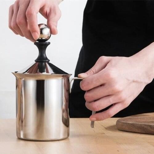 Bpa-free 400ML Milk Frother Double Mesh Cappuccino Creamer Milk Foam Coffee Milk Bubbler 304 Stainless Steel French presse 400ml