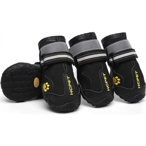 Non-Slip, Waterproof Outdoor Dog Booties Dog Shoes for Medium to Large Dogs 4Pcs with Reflective Velcro Rugged Sole