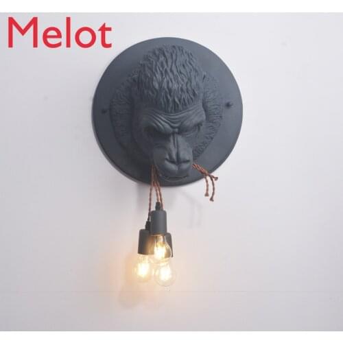 Nordic Gorilla Bite Line Wall Lamp Living Room Study Bedroom Coffee Restaurant Clothing Hot Pot Shop Animal Amusement Park Lamps