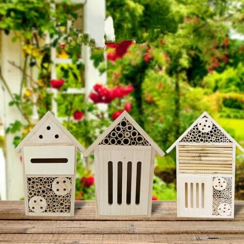 New Large Insectes Beekeeping House Bug Wooden Hotel Natural Wood Shelter Pet Nest Box Outdoor Yard Garden Decoration
