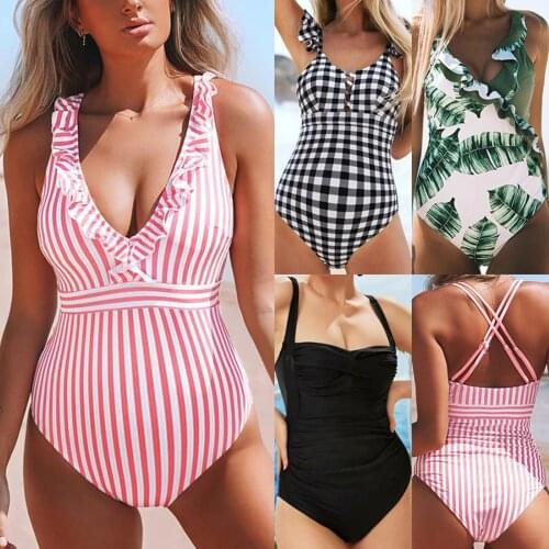 Maternity Swimwear One-piece Printing Maternity Swimwear Striped Swimwear Swimsuit Bikini Swimming Beachwear Pregnant Costume