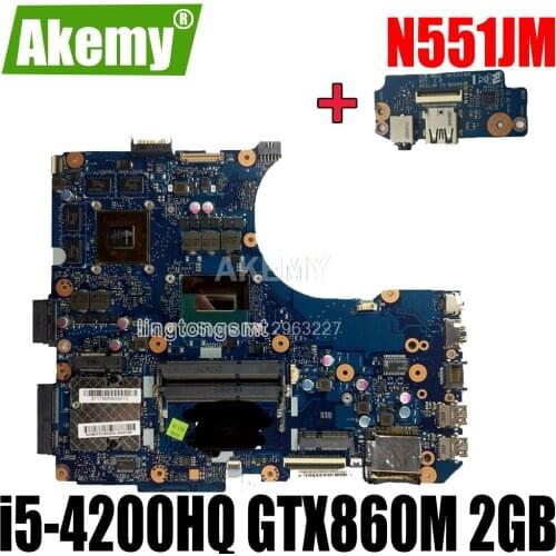 Send board+ N551JM Motherboard For Asus N551JQ G551J N551J Laptop motherboard G551JM Mainboard i5-4200HQ GTX860M