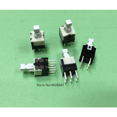 5PCS Self-locking switch SPPH210100 straight into 6 feet double row self-locking switch 6X6 square button pen-hold