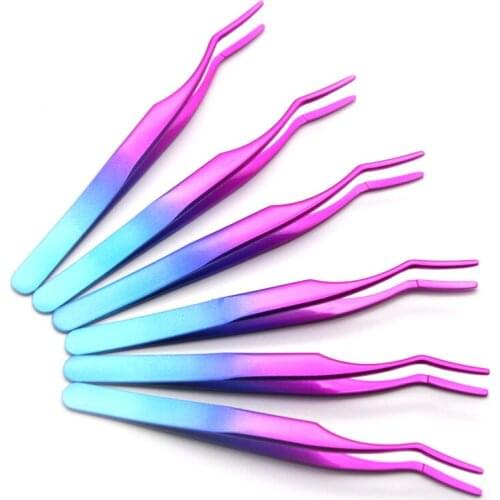 50pc Eyelash Tweezers Stainless Steel Makeup Beauty Tools Accessories Black/Pink/Silver New Design Eyelash Applicator Tool Bulk
