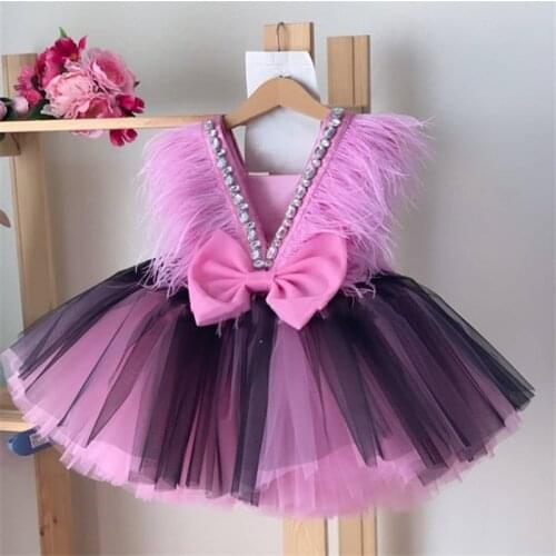 Girls Dresses Summer Kids Cloth Princess Birthday Dress V-Neck Ball Gown Open Back Infant Girl Children costume