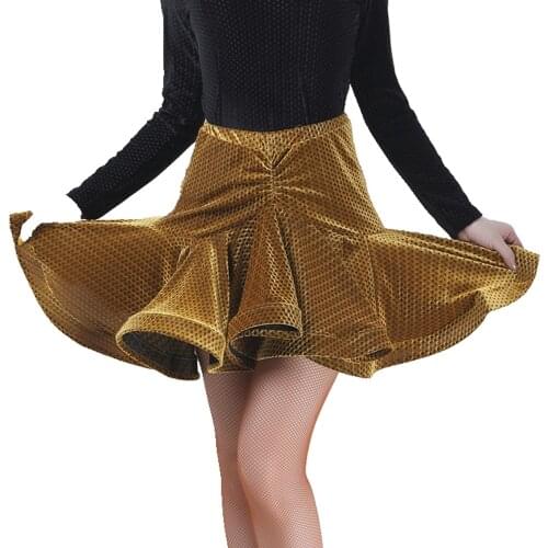 Latin Dance Skirt Womens Adult Expandable Velvet Skirt Salsa Dance Skirt Latin Dance Competition Skirt