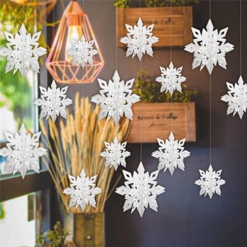 Hollow Snowflake Christmas New Year Home Decor Xmas Tree Living Room Star Hanging Ornaments