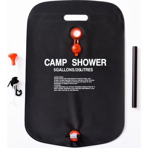 Portable 20L Solar Camping Shower Bag Outdoor Hiking Heated Bath Water Bag Non-toxic Tasteless Lightweight Portable Collapsible