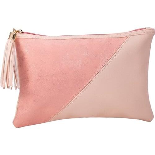 Portable Women PU Makeup Bag Leather Zipper Tassels Organizer Travel Toiletry Cosmetic Storage Clutch