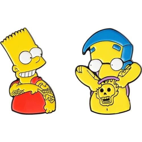 Look at my tattoo Lapel Pin Enamel Brooches Cartoon TV Figures Pin for Clothes Backpack Badges Funny Jewelry Gift For Friends