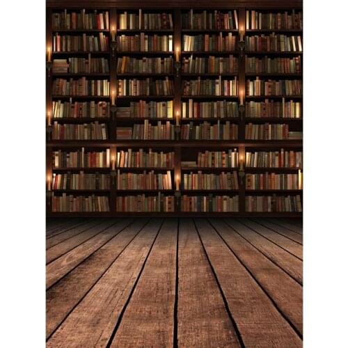 Retro Photography Backdrops Bookshelf Wooden Floor 3D Backgrounds for Studio Photo Shoot Vinyl Cloth Computer Printed Customized