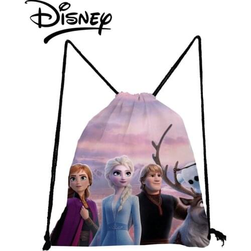 Disney Frozen Backpack Cartoon Drawstring Bags Child Mini School Bag Eco Friendly Shoe Pocket Practical Storage Bag Dropshipping