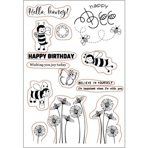 Happy Birthday Bee DIY Silicone Clear Stamp Seal Scrapbook Embossing Album Craft