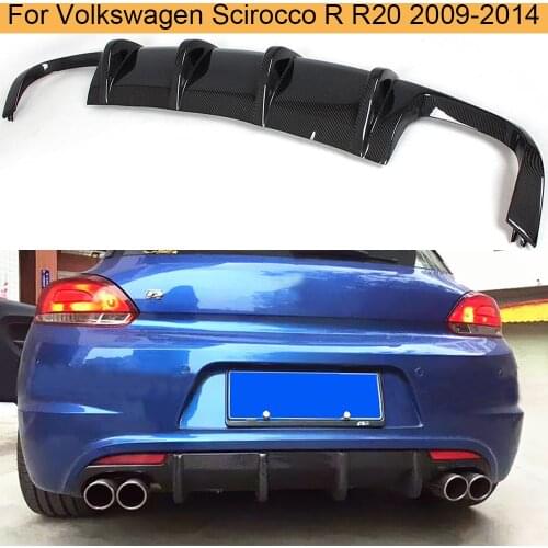 Carbon Fiber Car Rear Bumper Diffuser Lip Spoiler For Volkswagen VW Scirocco R R20 Bumper 2009 - 2016 Car Rear Diffuser Spoiler
