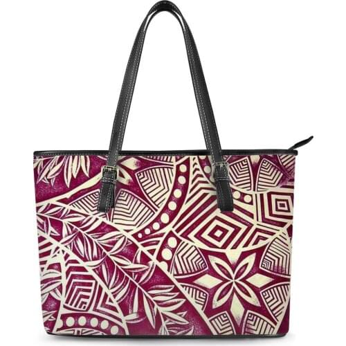 Stylish Polynesian Traditional Tribal Print custom Womans Handbags Ladies Fashion tote shoulder bag Leather hand Bags Women Bag