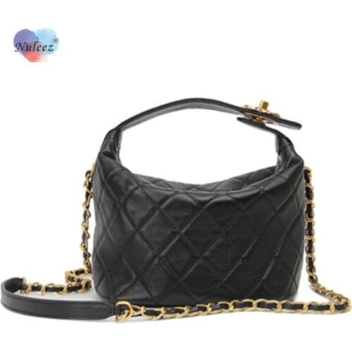 Nuleez genuine leather sheep bucket bag Diamnond lattice mini size handbag latest design chain strap