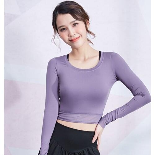 Willarde Yoga Shirts Mesh Long Sleeve Crop Tops Running Tees Women Sexy Fitness Sports Top with Thumb Holes