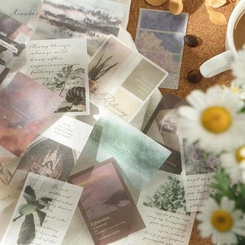 XINAHER 40pcs/Bag Vintage Plant poetry INS scenery washi paper sticker decoration stickers DIY diary scrapbooking label sticker