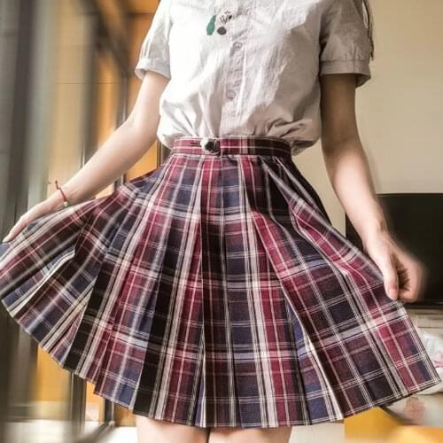 2021 Women Purple Black Gothic JK Cosplay Pleated Plaid Skirt Summer High Waist Korean Harajuku Kawaii Sexy Mini A-line Skirts
