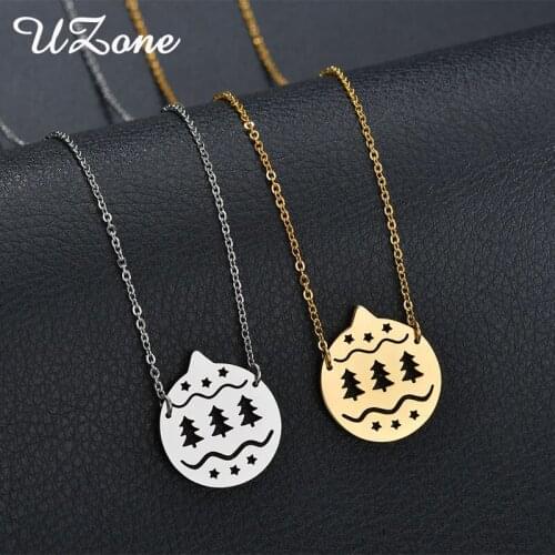 UZone 316L Star Christmas Tree Pendant Necklace Hollow Pumpkin Car Necklace For Women Merry Christmas Jewelry