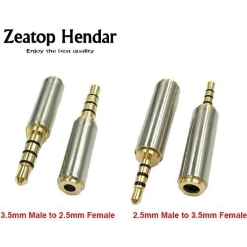 1Pcs 2.5mm to 3.5mm Audio Stereo Adapter 3.5 to 2.5 Speaker 4Pole Headphone Jack Plug Earphone Gold Plated Connector