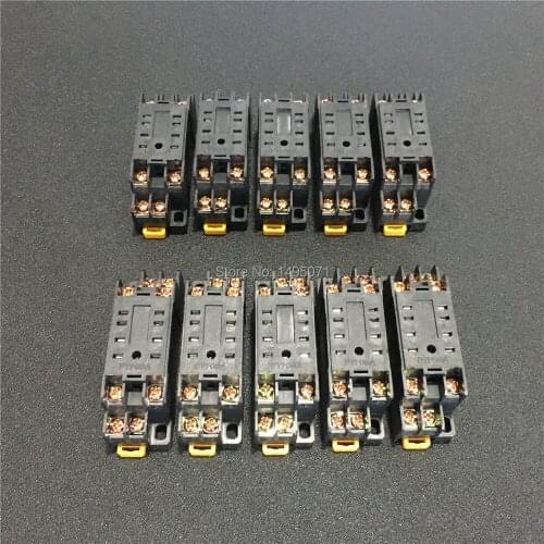 10pcs Mini Relay Socket Base PYF08A for MY2NJ HH52P H3Y-2 General Purpose Relay Power Relays 8 Pin Screw Terminal Din Rail