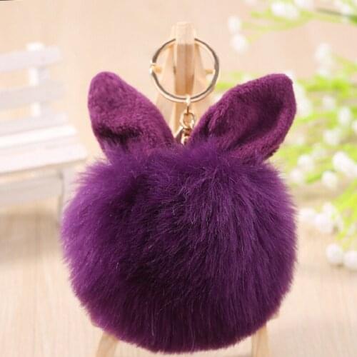 2020 Fake Rabbit Fur Ball Key Chain Fur Pom Pom Keychains Porte Clef Pompom De Fourrure Fluffy Bag Charms bunny keychain Keyring