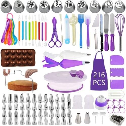 216-Piece Pastry Turntable Set Cake Decoration Supplies Baking Tools Accessories Rotating Cake Stand Decorating Mouth