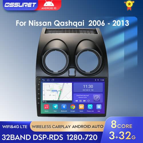 Android 9.0 Car Radio Multimedia Video Player Navigation GPS For Nissan Qashqai J10 2006 2007 2008 2009-2013 No 2 Din DVD