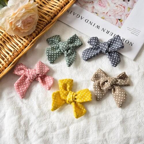 10Pcs 7.5*8cm Round-Dot Cloth Bow Shape Appliques for Diy Kid Clothes Sewing Supplies Hair Clip Crafts Decor Patches Wholesale