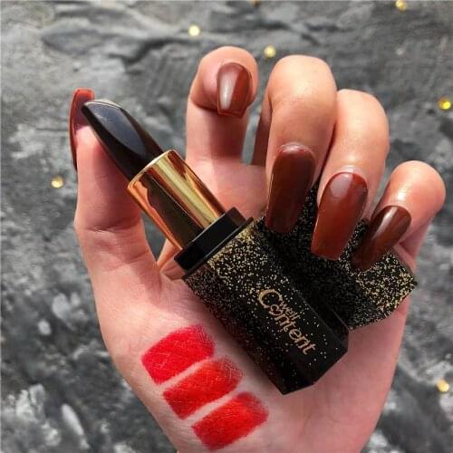 Black Rose Diamond Section 3 colors in 1 Attraction Lipstick Temperature Magic Color Change Velvet Waterproof Longlasting Makeup