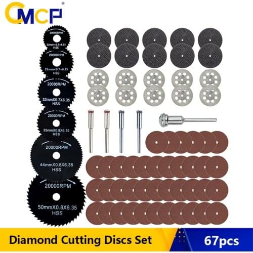 CMCP 67pcs Diamond Cutting Wheel Circular Saw Blade Resin Cutting Disc for Dremel Accesories Metal Cutting Rotary Tool Saw Blade